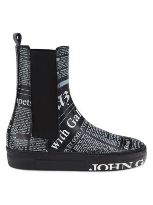 Кожаные ботинки челси с принтом Gazette , черный John Galliano