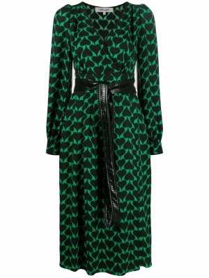 Платье миди с принтом Heart Trail DVF Diane von Furstenberg. Цвет: зеленый