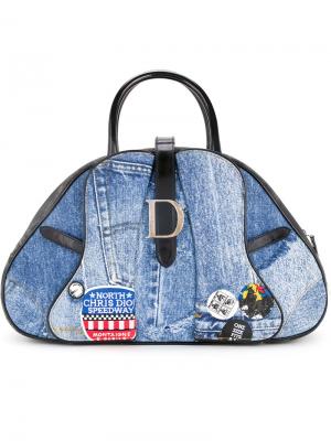 Джинсовая сумка-тоут в стиле пэчворк Christian Dior Vintage. Цвет: синий
