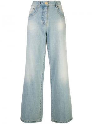 Широкие джинсы с выцветшим эффектом Michael Kors Collection. Цвет: синий