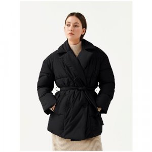 Куртка , демисезон/зима, стеганая, пояс/ремень, карманы, размер M, черный Befree. Цвет: черный