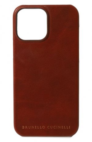 Кожаный чехол для iPhone 13 Pro Max Brunello Cucinelli. Цвет: коричневый