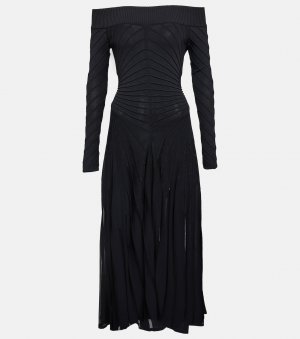 Платье миди из джерси с открытыми плечами , черный Alaïa