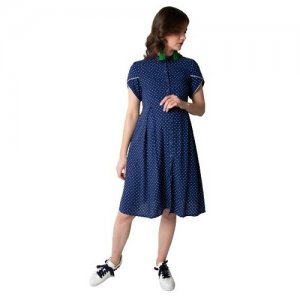 Платье летнее для беременных и кормящих Мамуля красотуля Элла горох на синем 48. Цвет: синий/белый