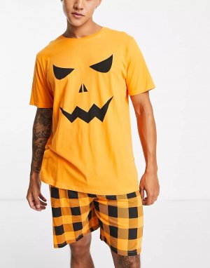 Пижама Halloween Pumpkin Short, оранжевый/черный Brave Soul