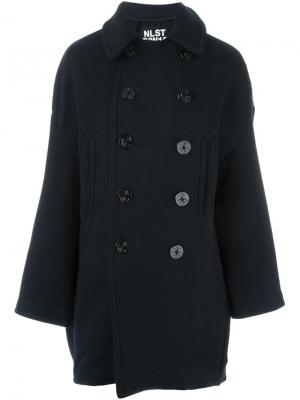 Двубортное пальто Nlst. Цвет: чёрный