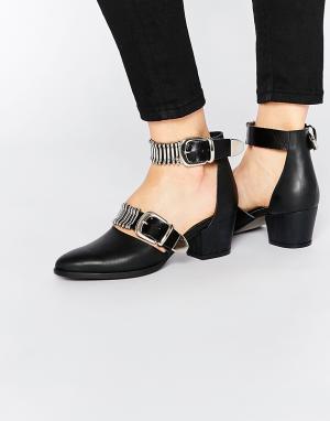 Черные туфли из двух частей на каблуке с пряжкой Marion Eeight. Цвет: черный