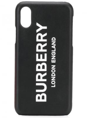 Чехол для iPhone X с логотипом Burberry. Цвет: черный