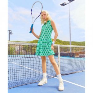 Теннисное платье REEBOK из пике с узором W, зеленое