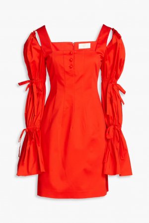 Платье мини из эластичного хлопкового поплина с завязками , цвет Tomato red Sara Battaglia
