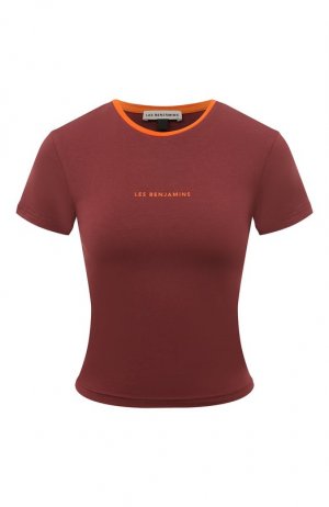 Хлопковая футболка Les Benjamins. Цвет: бордовый