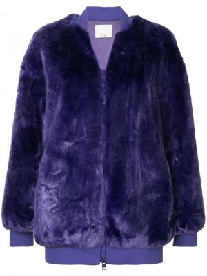 Фактурная куртка-бомбер Tibi. Цвет: фиолетовый
