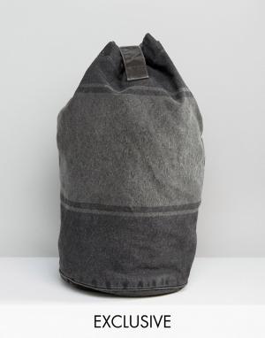 Окрашенный рюкзак в полоску Reclaimed Vintage. Цвет: черный