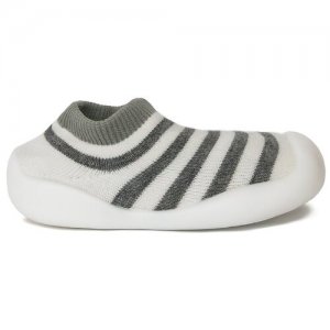 Тапочки , пинетки для новорожденных, носки малышей, обувь домашняя, туфли комнатные, серый, 23 Baby Nice. Цвет: белый/серый