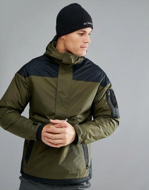 Черно-зеленая утепленная куртка-пуловер с капюшоном Challenge Columbia. Цвет: зеленый
