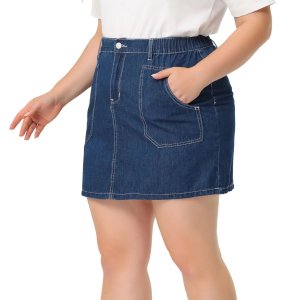 Женская джинсовая мини-юбка больших размеров с завязкой на талии и пуговицами спереди Agnes Orinda