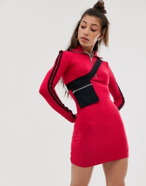 Облегающее платье с молнией и поясом O Mighty-Красный O'Mighty