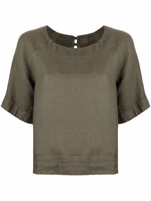 Блузка с короткими рукавами 120% Lino. Цвет: зеленый