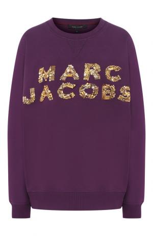 Хлопковый пуловер с логотипом бренда Marc Jacobs. Цвет: фиолетовый
