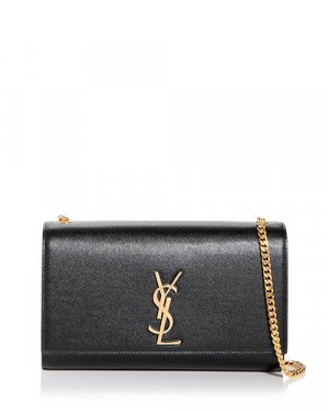 Маленькая сумка Kate из кожи с тиснением Grain De Poudre , цвет Black Saint Laurent