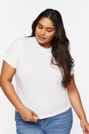 Базовая футболка больших размеров из органически выращенного хлопка , белый Forever 21