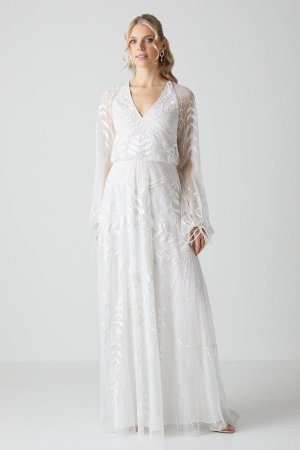 Свадебное платье с блузкой и рукавами в стиле бохо , белый Coast