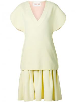 Плиссированное многослойное платье Xiao Li. Цвет: жёлтый и оранжевый