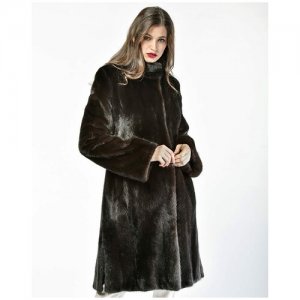 Пальто , норка, силуэт полуприлегающий, размер 40, черный Manakas Frankfurt. Цвет: черный