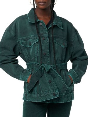 Джинсовая куртка с поясом и запахом , зеленый Hudson