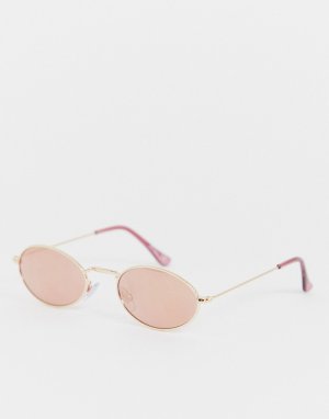 Круглые солнцезащитные очки в узкой розовой оправе -Розовый Jeepers Peepers