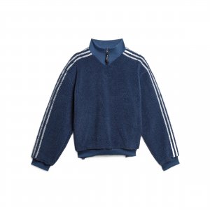 Originals Trefoil X Blondey Collab Повседневный спортивный полосатый пуловер с воротником-стойкой, толстовка длинными рукавами, мужские топы, синий GS9267 Adidas