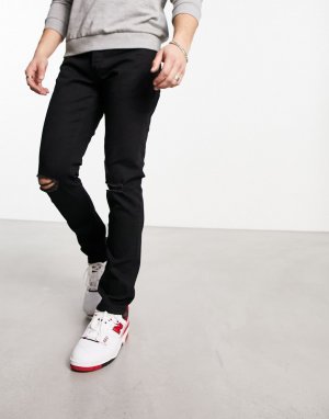 Черные узкие рваные джинсы Jack & Jones