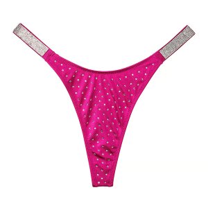 Плавки бикини Victoria's Secret Swim Shine Strap Thong, малиновый Victoria's. Цвет: розовый