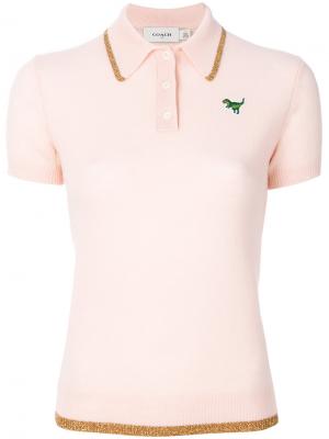 Рубашка-поло с отделкой люрексом Coach. Цвет: розовый и фиолетовый