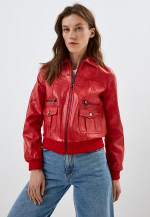 Куртка кожаная Desigual. Цвет: красный