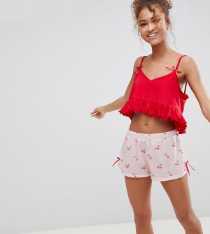 Пижамный комплект с топом и шортами Cherry Hey Peachy. Цвет: розовый