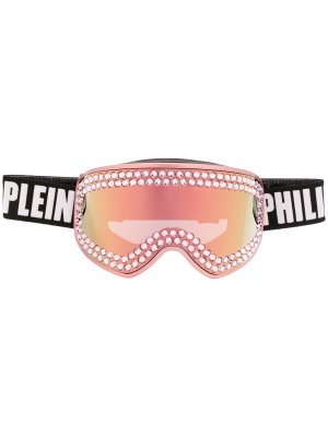 Лыжные очки с кристаллами Philipp Plein. Цвет: розовый
