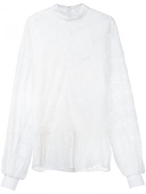 Кружевная блузка с рукавами-баллон Muveil. Цвет: белый