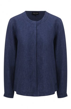 Льняная рубашка Giorgio Armani. Цвет: синий