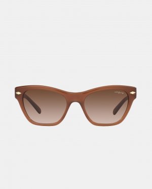 Женские солнцезащитные очки «кошачий глаз» из ацетата коричневого цвета, коричневый Vogue