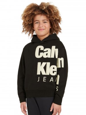 Свободный детский свитшот , черный/бежевый Calvin Klein