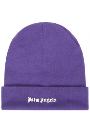 Шапка шерстяная PALM ANGELS. Цвет: фиолетовый