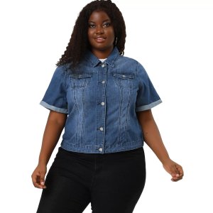 Женская укороченная джинсовая куртка больших размеров на пуговицах, Trucker Agnes Orinda