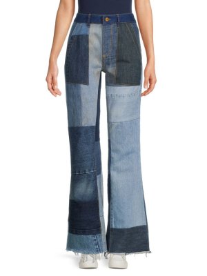 Расклешенные джинсы Knix со средней посадкой в стиле пэчворк Nsf, цвет Patchwork Blue NSF