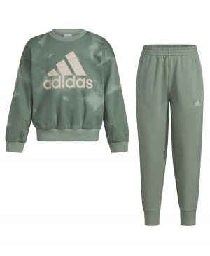 Пуловер и джоггеры с длинными рукавами принтом для маленьких мальчиков, комплект из 2 предметов adidas