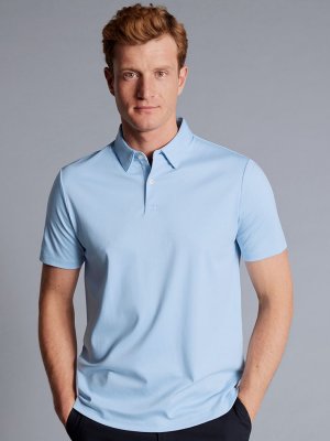 Рубашка-поло из джерси с короткими рукавами , голубое небо Charles Tyrwhitt