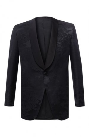Однобортный пиджак из смеси хлопка и шелка Brioni. Цвет: чёрный