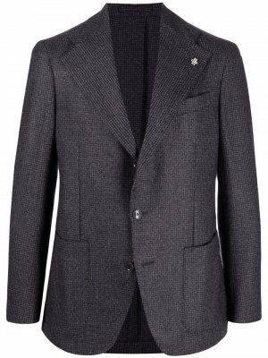 Fitted single-breasted blazer LUIGI BIANCHI MANTOVA. Цвет: серый
