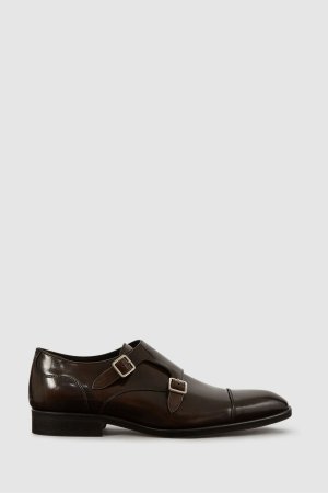Туфли монки Rivington с кожаными ремешками , коричневый Reiss