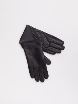 Утеплённые кожаные перчатки на флисе zolla. Цвет: черный